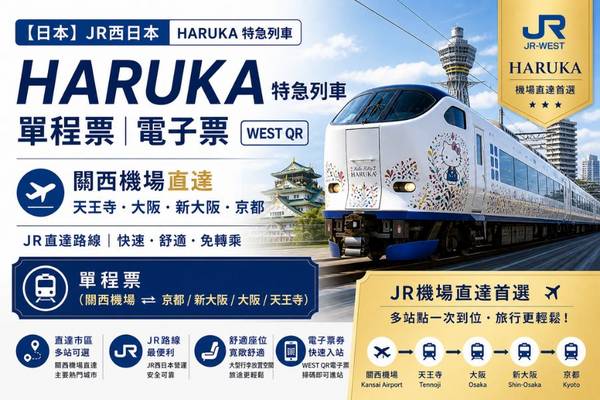 【日本】JR西日本｜關西機場特急列車HARUKA｜直達天王寺、大阪、新大阪、京都 | 電子票「WEST QR」