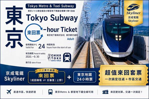 【日本 】東京｜京成電鐵Skyliner｜來回票＋東京地鐵｜優惠套票
